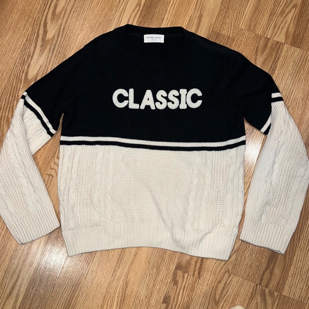 Preppy Sewing Story Korea Classic Cable Knit‎ Sweater sz Small